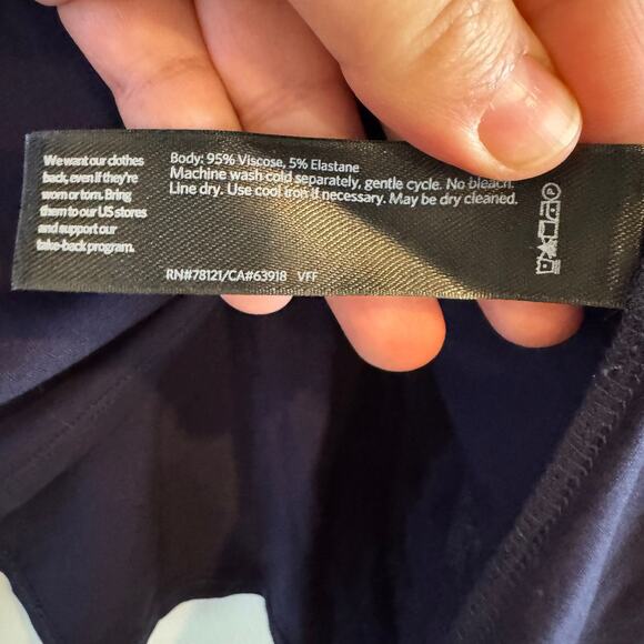 New Eileen Fisher Boxy Tee Top Navy Blue Crew Neck Drop Shoulder Sz XL Women's - Picture 2 of 3